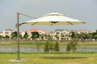 Big White Aluminum Double Patio Umbrella 3.5 M Cantilever Parasol With Heavy Granite Base supplier