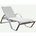 Outdoor Leusure Equipment Anti Rust White Aluminum Frame Plastic PVC Mesh Back Stackable Beach Lounge Chair supplier