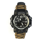 Outdoor High Quality Corrosion Resistant Brown Multifunctional Emergency Survival Watch With Nylon Paracord Wristband supplier