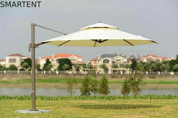 250g Polyester Beach Sunshade Umbrella 3.5M Cantilever Parasol Heavy Granite Base supplier
