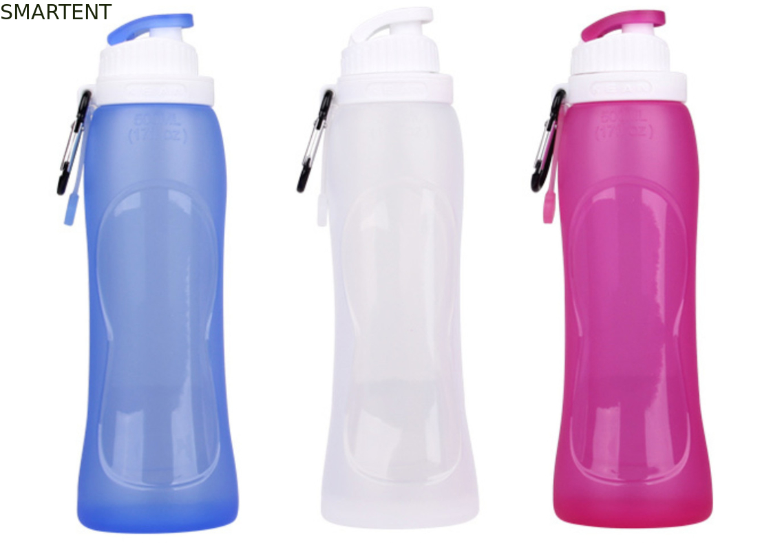 Blue Workout Water Bottles 500ML Foldable Silicone Sports Bottle supplier