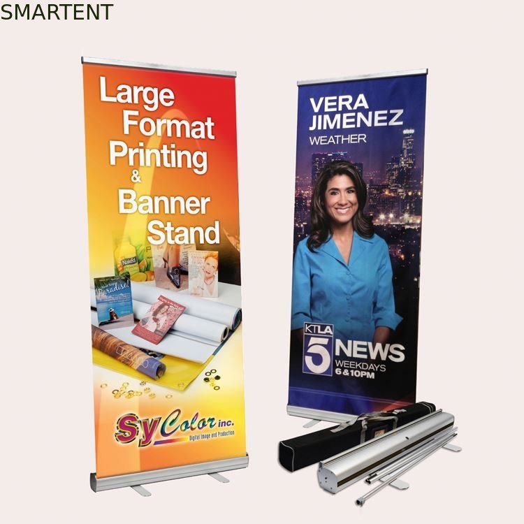 Outdoor Advertising Flag PVC W80*H200cm Aluminum Stands Retractable