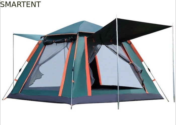 Outdoor Sunproof Water Resistant PU2000MM Coated 210T Polyester Green Camping Tent Automatic With Fibreglass Frame supplier