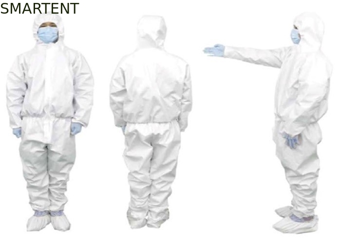 Custom Medical Isolation Coverall White Color PP/PE Non-woven Disposable Protective Clothing One Size Fit supplier