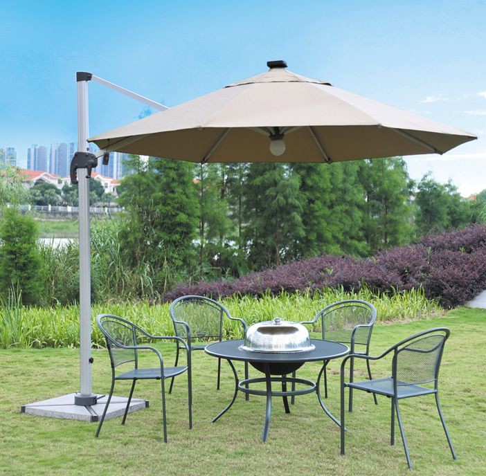 Aluminum 150cm Double Patio Umbrella Outside Backyard Automatic Remote