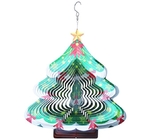 Width 27cm Rotating Metal Wind Spinner 3D Christmas Tree Wind Chimes supplier