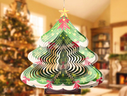 Width 27cm Rotating Metal Wind Spinner 3D Christmas Tree Wind Chimes supplier