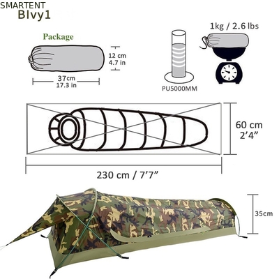 230*60*35CM Outdoor Camping Tents Portable Camo Tunnel Tent for 1-2 People Waterproof and Easy to Carry supplier