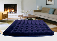 Foldable PVC Flocked Air Bed Luxury Dark Blue Double Inflatable Mattress Built-In Pillow supplier