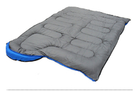 Outdoor Classical Travel Camping Blue Grey Wide Big Jointed Silk Polyester Sleeping Bags For Double Person Cold Weather supplier