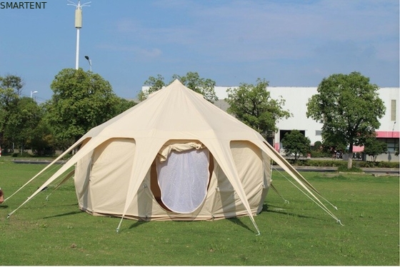 Waterproof 3000MM Coated 285G Beige Color Cotton Outdoor Lotus Camping Tents 5*5*3M supplier