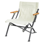Portable Fur Seal Folding Beach Lounge Chair Low Back Aluminum Teak Armrest 58x65x69CM supplier