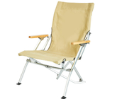 Portable Compact Folding High Back Fur Seal Recliner Chair 1680D Aluminum Bamboo Armrest supplier