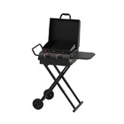 90*80*53cm Black Steel Portable Outdoor Cool Camping Gas Grill With Small Wheels supplier