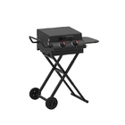90*80*53cm Black Steel Portable Outdoor Cool Camping Gas Grill With Small Wheels supplier