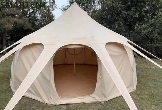 Waterproof 3000MM Coated 285G Beige Color Cotton Outdoor Lotus Camping Tents 5*5*3M supplier