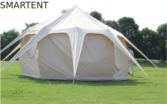 Waterproof 3000MM Coated 285G Beige Color Cotton Outdoor Lotus Camping Tents 5*5*3M supplier