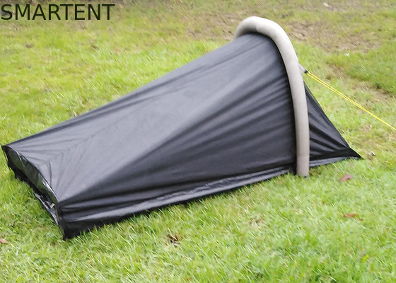 Outdoor Camping Equipment 1-Person Waterproof Black PU Coated 190T Polyester Double Layer Inflatable Trekking Tents supplier