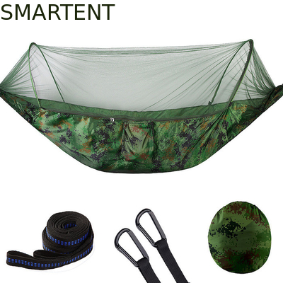 Automatic Quick Opening Lightweight Army Green 210T Nylon Hammock 250*120CM With Mosquito Net For Outdoor Camping supplier