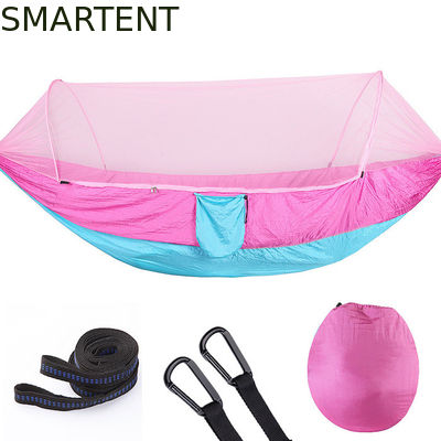 Automatic Quick Opening Lightweight Army Green 210T Nylon Hammock 250*120CM With Mosquito Net For Outdoor Camping supplier