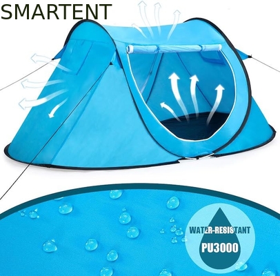86.6*37.4*47.2Inch Blue Pop Up Camping Tent With Ventilated Mesh Windows 2 Person Capacity Waterproof Design supplier