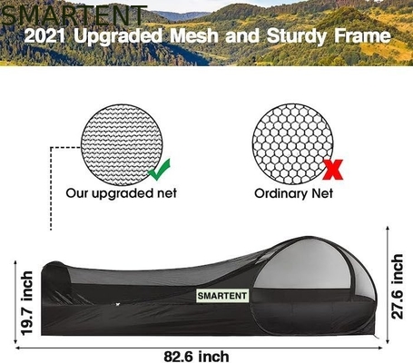 82.6*27.6*19.7 Inch Black Easy Pop Up Camping Tents With Waterproof Floor Fiberglass Pole Carry Bag For 1-Person supplier