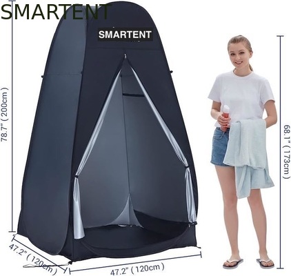 120*120*200CM Black Pop Up Privacy Tents With Zippered Doors Silver Coated Polyester Waterproof Camping Shelter supplier