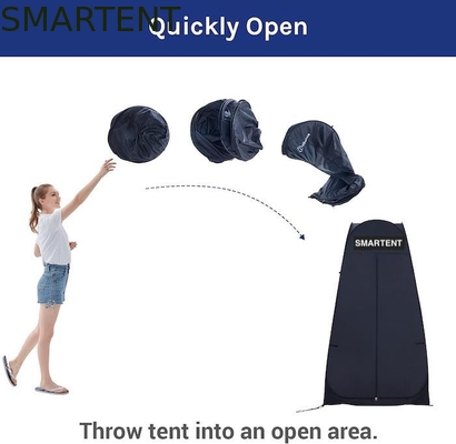 120*120*200CM Black Pop Up Privacy Tents With Zippered Doors Silver Coated Polyester Waterproof Camping Shelter supplier