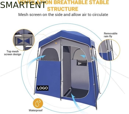 2.11*1.07*2.13M Blue Waterproof Polyester Instant Pop Up Privacy Tents With Full Coverage Zippered Door And Windows supplier
