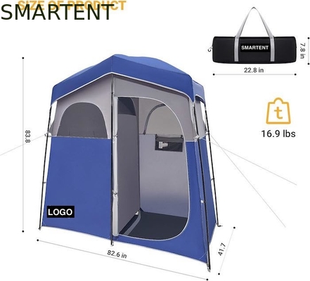 2.11*1.07*2.13M Blue Waterproof Polyester Instant Pop Up Privacy Tents With Full Coverage Zippered Door And Windows supplier