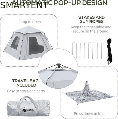 118*118*78.75Inch 2-3 Person Waterproof Automatic Pop Up Camping Tent with Fiberglass Poles and Mesh Windows supplier
