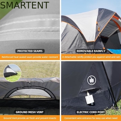 410*210*140CM Grey Polyester 6-Season Pop Up Camping Tent With Waterproof Floor / Mesh Windows supplier