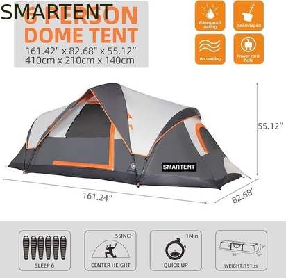 410*210*140CM Grey Polyester 6-Season Pop Up Camping Tent With Waterproof Floor / Mesh Windows supplier