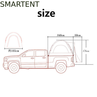 (165+50)*165*176CM 1-Person Blue Color Waterproof Silver Coated Polyester 210D Automatic Pop UP Truck Tail Tent supplier