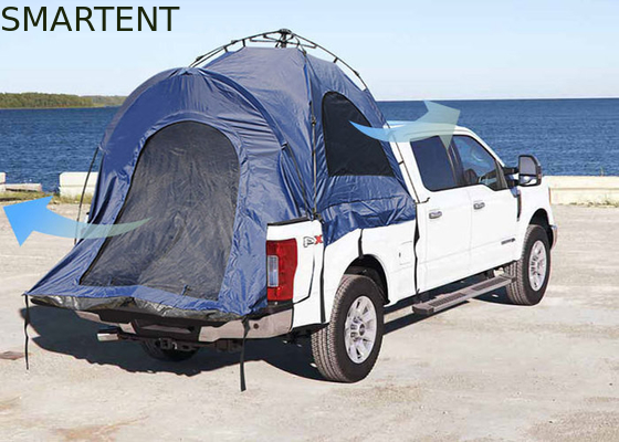 (165+50)*165*176CM 1-Person Blue Color Waterproof Silver Coated Polyester 210D Automatic Pop UP Truck Tail Tent supplier