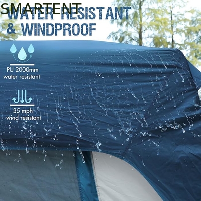 3.05*2.44*2.21M Customizable 4 Season Blue Color Waterproof PU2000MM Coated Polyester Mobile Car Camping Tent supplier