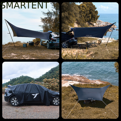 530*390CM Black 420D Ripstop Polyester Tesla Camping Tent Lightweight Car Canopy Rainfly Side Awing For Model Y&3 supplier