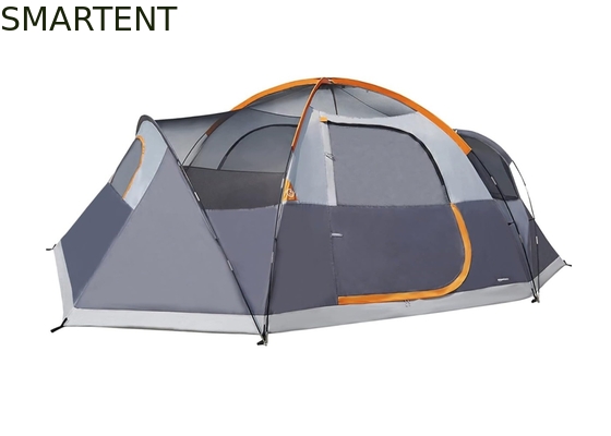 4.57*2.74*1.78M 8-Person Outdoor Double Layer Grey Waterproof Coated Polyester Camping Tent For 3-Season Activities supplier