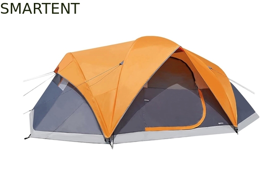 4.57*2.74*1.78M 8-Person Outdoor Double Layer Grey Waterproof Coated Polyester Camping Tent For 3-Season Activities supplier