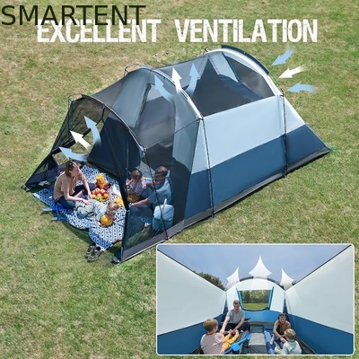 Outdoor Camping Parent-Child Equipment 6.1*2.44*1.93Meter Large Dual Color Blue-Grey Waterproof Coated Polyester Family Party Tent Fit For 6-8 Person supplier