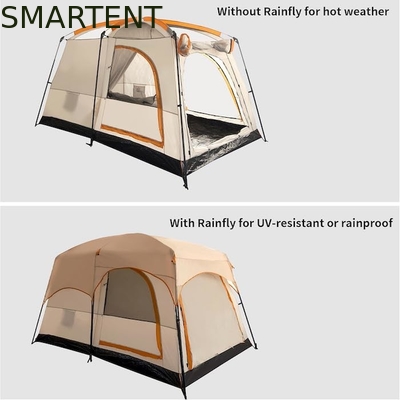 4-Person 3.3*2.1*1.85M Outdoor All Weather Khaki Waterproof Coated Polyester 2-House Design Camping Tent supplier