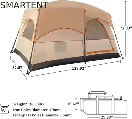 4-Person 3.3*2.1*1.85M Outdoor All Weather Khaki Waterproof Coated Polyester 2-House Design Camping Tent supplier