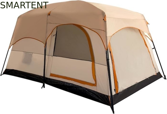 4-Person 3.3*2.1*1.85M Outdoor All Weather Khaki Waterproof Coated Polyester 2-House Design Camping Tent supplier