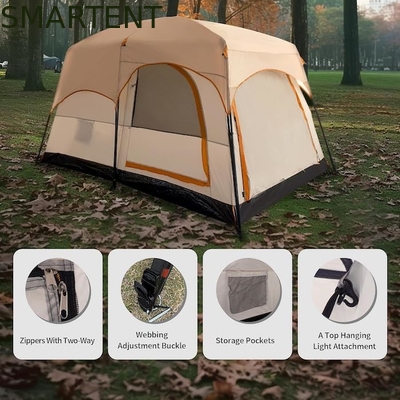 4-Person 3.3*2.1*1.85M Outdoor All Weather Khaki Waterproof Coated Polyester 2-House Design Camping Tent supplier