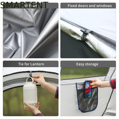 280*200*130CM Grey Waterproof PU2000MM Coated 190T Polyester 4-Season Pop Up Tent Boat With Mesh Windows For Camping supplier
