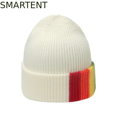 Outdoor White Color Recycle Sustainable RPET Knitted Beanie Adult Size For Winter supplier