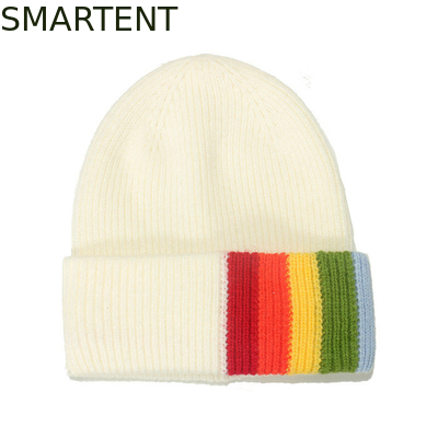 Outdoor White Color Recycle Sustainable RPET Knitted Beanie Adult Size For Winter supplier