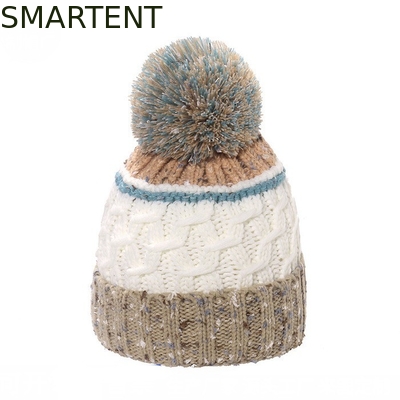 Customized Eco Friendly Accessories RPET Knitted Beanie Hat With Pompon Support OEM Service And Fair Trade Approved supplier