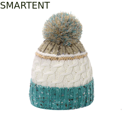 Customized Eco Friendly Accessories RPET Knitted Beanie Hat With Pompon Support OEM Service And Fair Trade Approved supplier