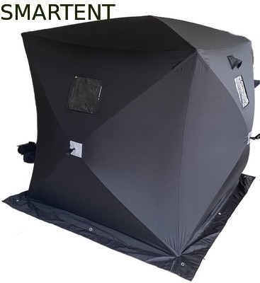 147X147X165CM Black Outdoor Work Tent Fiberglass Waterproof Coated Polyester 150D One Man Flip Over Ice Shelter supplier